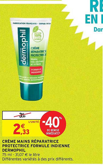 crème mains réparatrice protectrice formule indienne dermophil