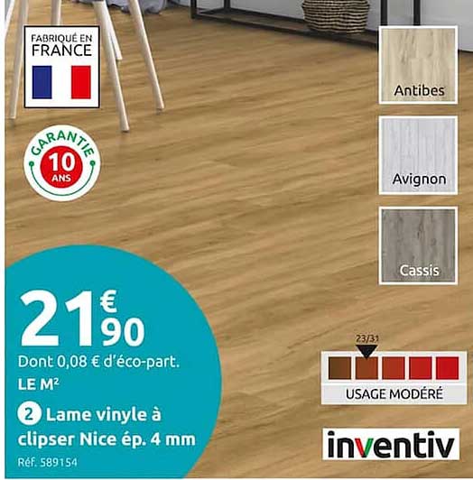 lame vinyle à clipser nice ép. 4 mm inventiv