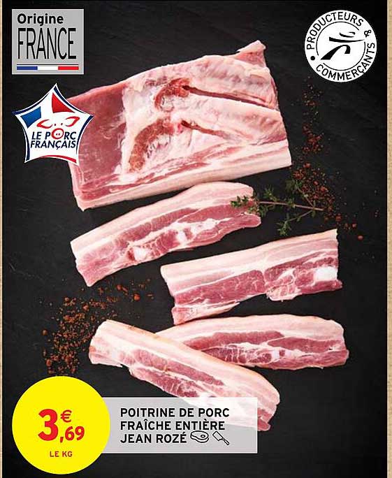 poitrine de porc fraîche entière jean rozé