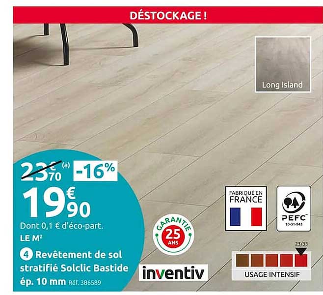 revêtement de sol stratifié solclic bastide ép. 10 mm inventiv