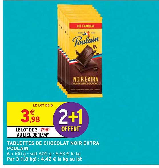 Tablettes De Chocolat Noir Extra Poulain