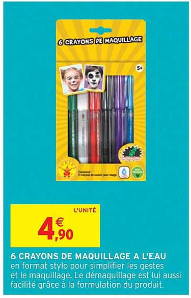 6 crayons de maquillage a l'eau