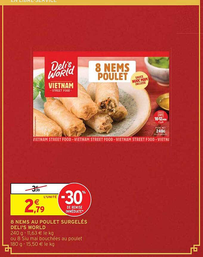 8 nems au poulet surgelés deli's world