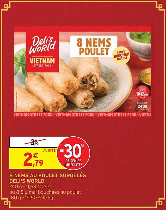 8 nems au poulet surgelés deli's world