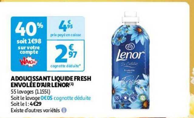 adoucissant liquide fresh envolée d'air lenor