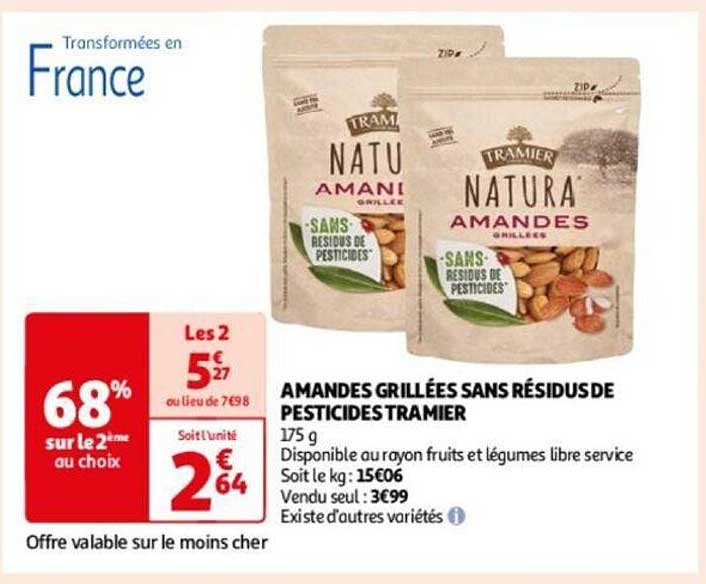 amandes grillées sans résidus de pesticides tramier