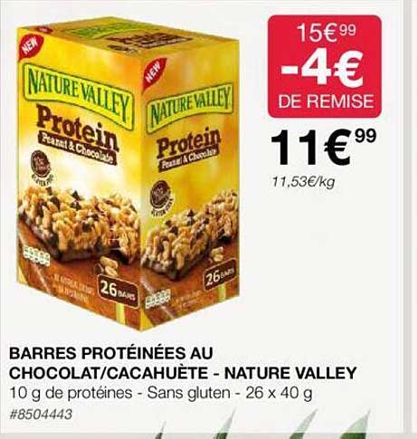 barres protéinées au chocolat / cacahuète - nature valley