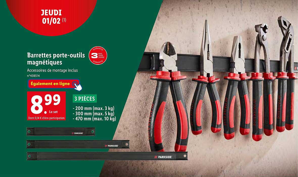 barrettes porte-outils magnétiques