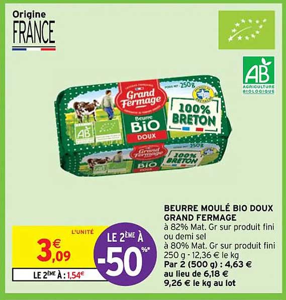 beurre moule bio doux grand fermage