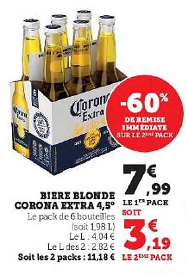 Bière Blonde Corona Extra 4,5°