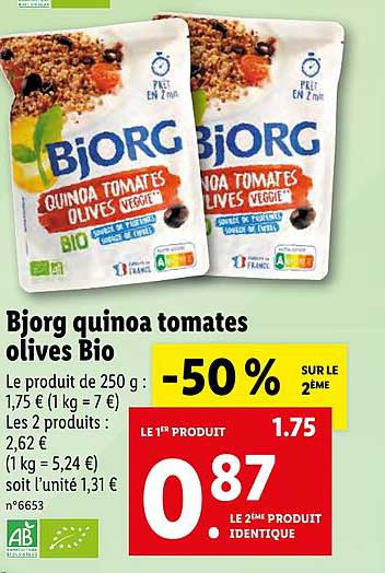 Bjorg Quinoa Tomates Olives Bio
