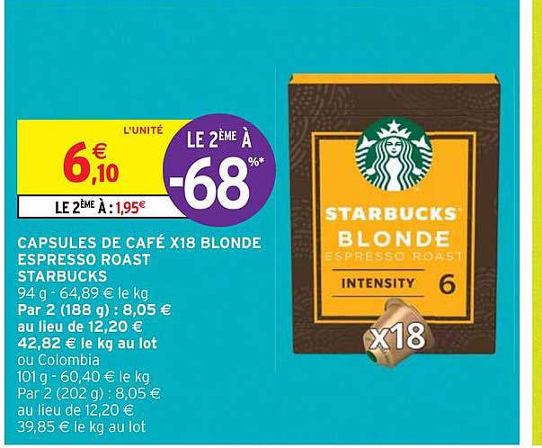 capsules de café x18 blonde espresso roast starbucks
