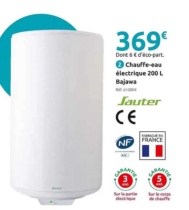 chauffe-eau électrique 200 l bajawa sauter