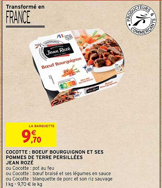 cocotte : bœuf bourguignon et ses pommes de terre persillées jean rozé