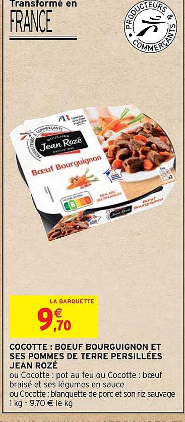 cocotte : bœuf bourguignon et ses pommes de terre persillées jean rozé