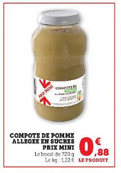 compote de pomme allégée en sucres prix mini