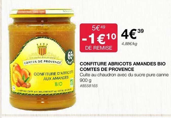confiture abricots amandes bio comtés de provence