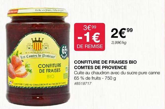 confiture de fraises bio comtés de provence