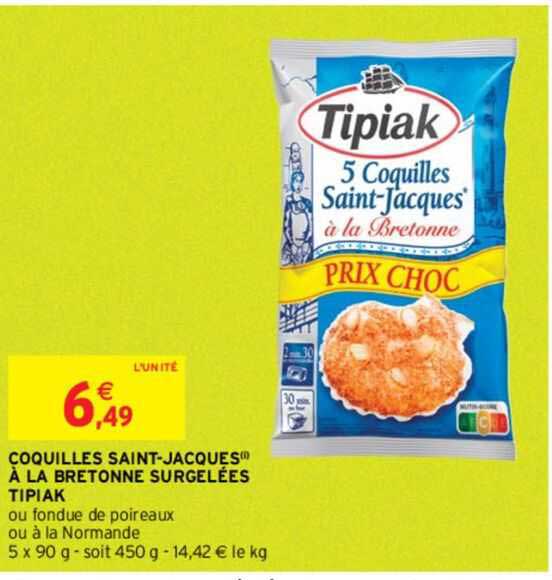 coquilles saint-jacques à la bretonne surgelées tipiak
