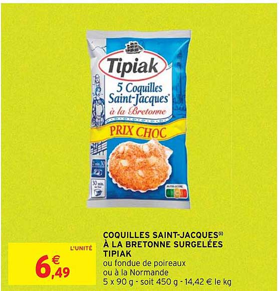 coquilles saint-jacques à la bretonne surgelées tipiak
