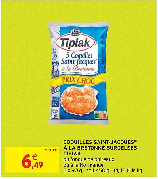 coquilles saint-jacques à la bretonne surgelées tipiak