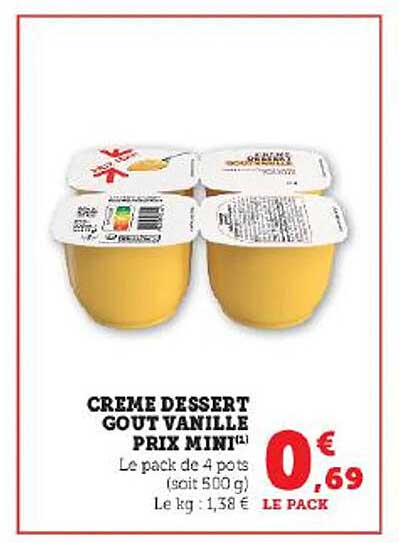 crème dessert goût vanille prix mini