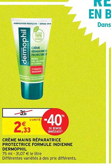 creme mains reparatrice protectrice formule indienne dermophil