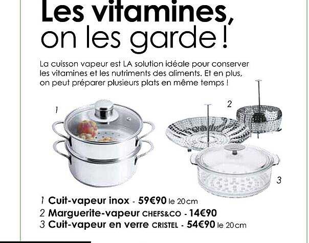 cuit-vapeur inox, marguerite-vapeur chefs&co, cuit-vapeur en verre cristel
