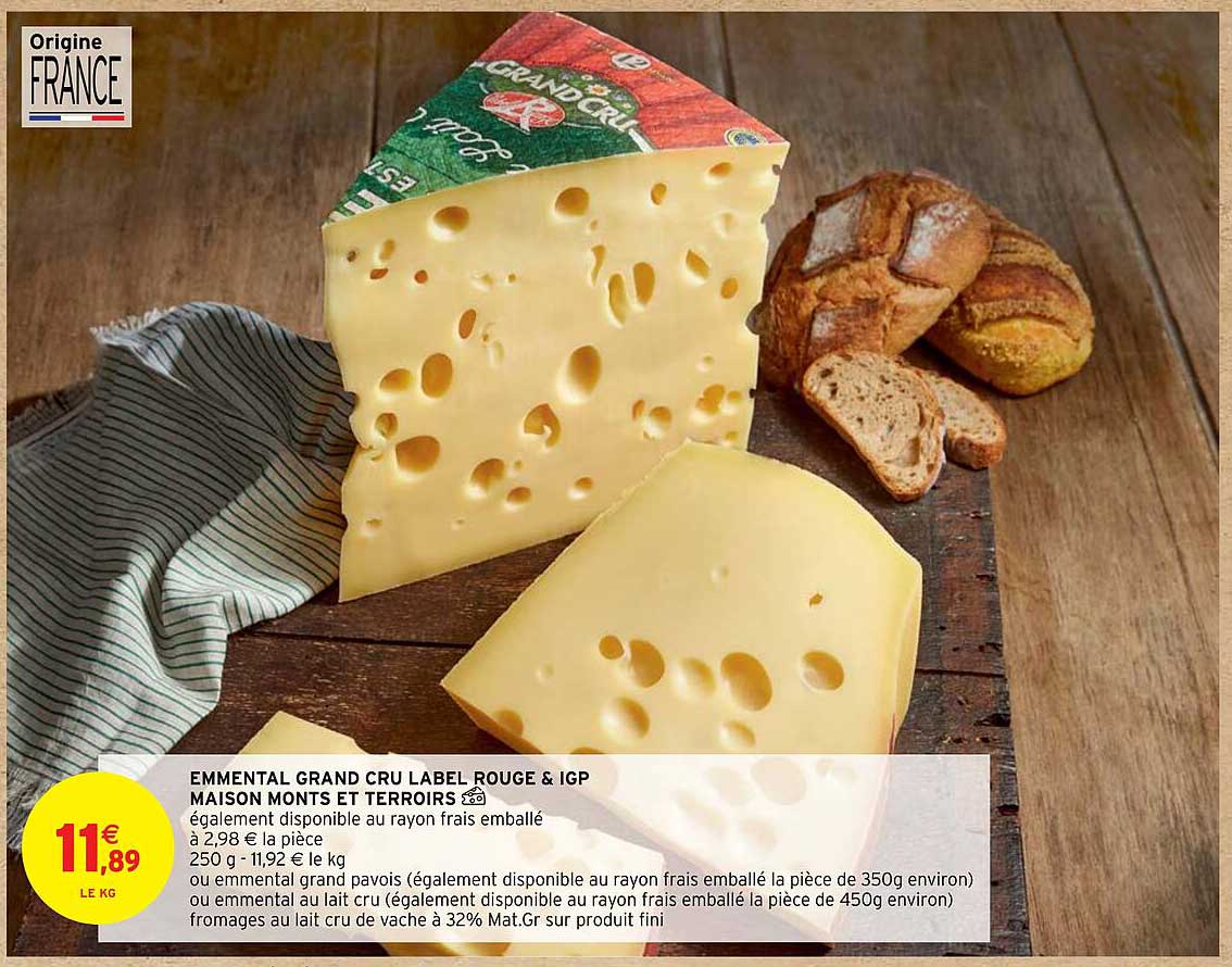 emmental grand cru label rouge & igp maison monts et terrroirs