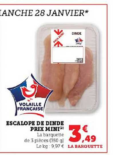 escalope de dinde prix mini