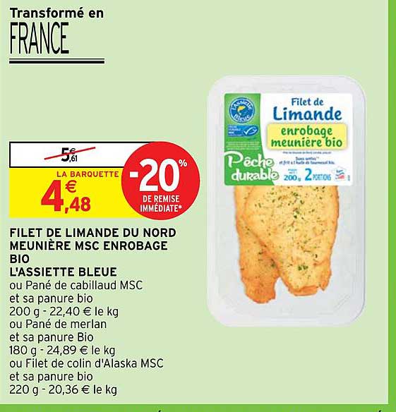 filet de limande du nord meunière msc enrobage bio l'assiette bleue