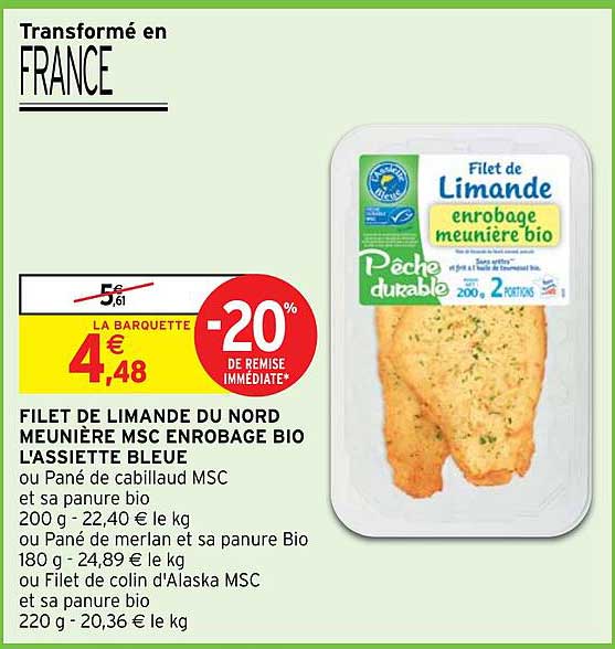 filet de limande du nord meunière msc enrobage bio l'assiette bleue