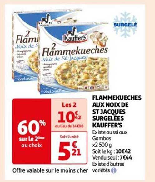 flammekueches aux noix de st jacques surgelées kauffer's