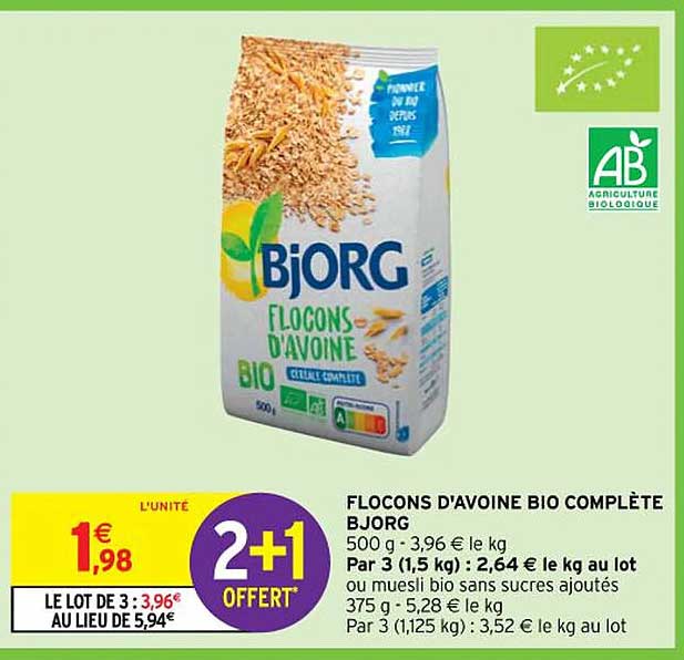 flocons d'avoine bio complete bjorg