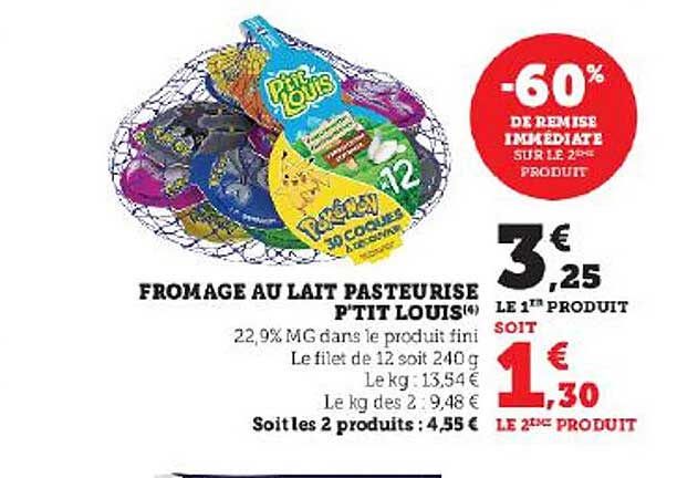 fromage au lait pasteurisé p'tit louis