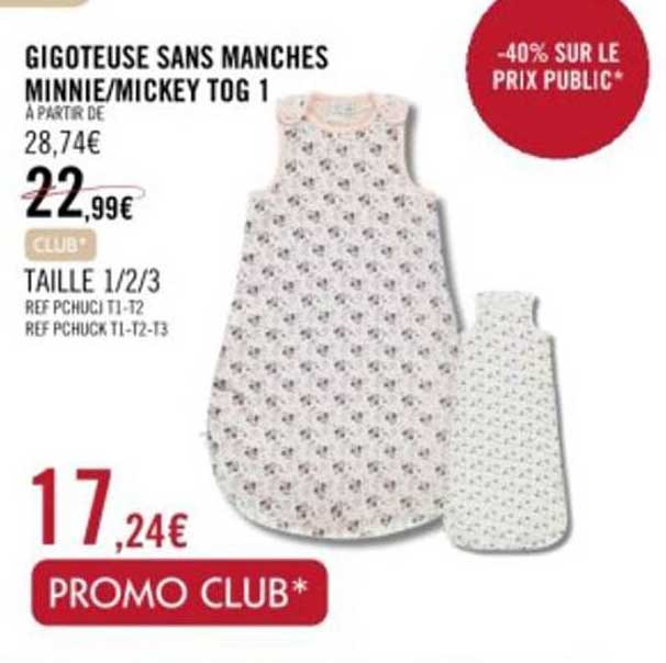 gigoteuse sans manches minnie/mickey tog 1