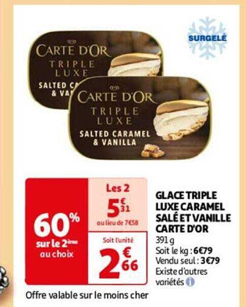 Glace Triple Luxe Caramel Salé Et Vanille Carte D'or