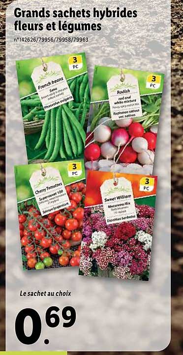 grands sachets hybrides fleurs et légumes