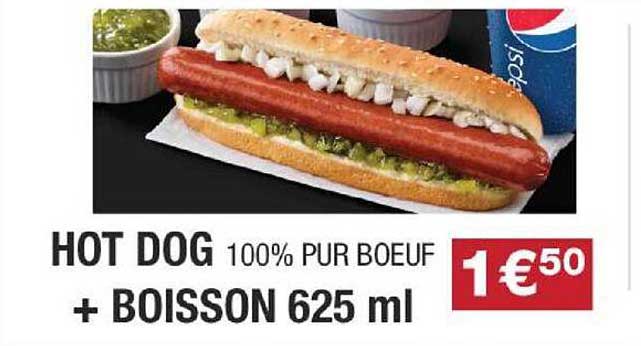 hot dog 100% pur bœuf + boisson 625 ml