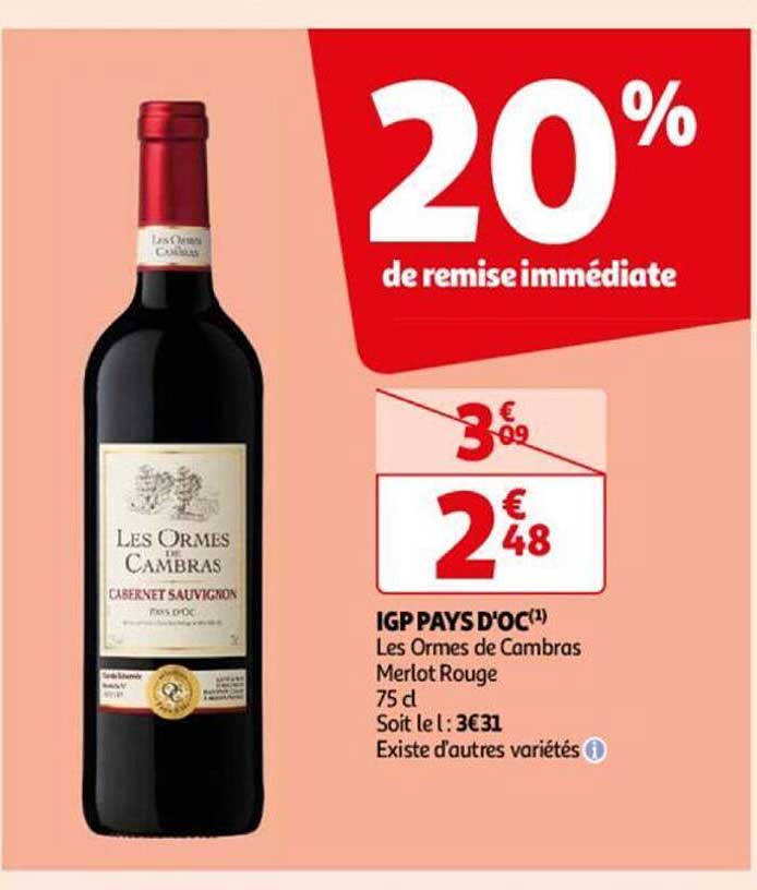 igp pays d'oc les ormes de combras merlot rouge