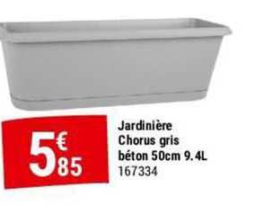 jardinière chorus gris béton 50 cm 9.4 l