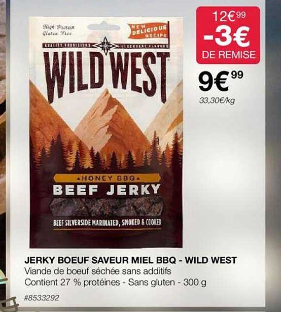 jerky bœuf saveur miel bbq - wild west