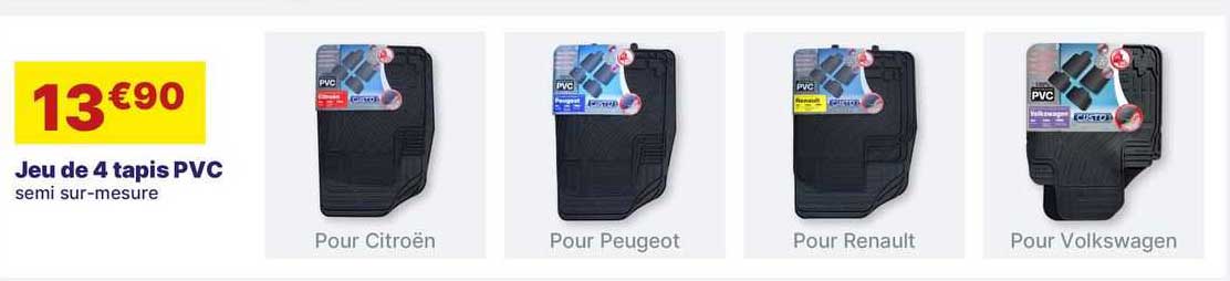 jeu de 4 tapis pvc semi sur-mesure
