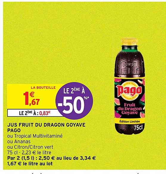 Jus Fruit Du Dragon Goyave Pago