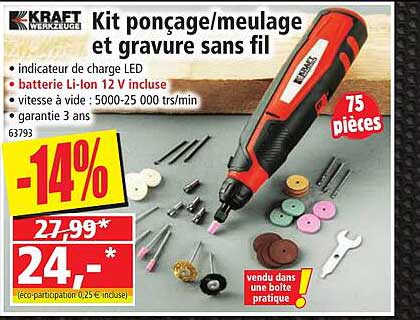 kit ponçage/meulage et gravure sans fil kraft werkzeuge