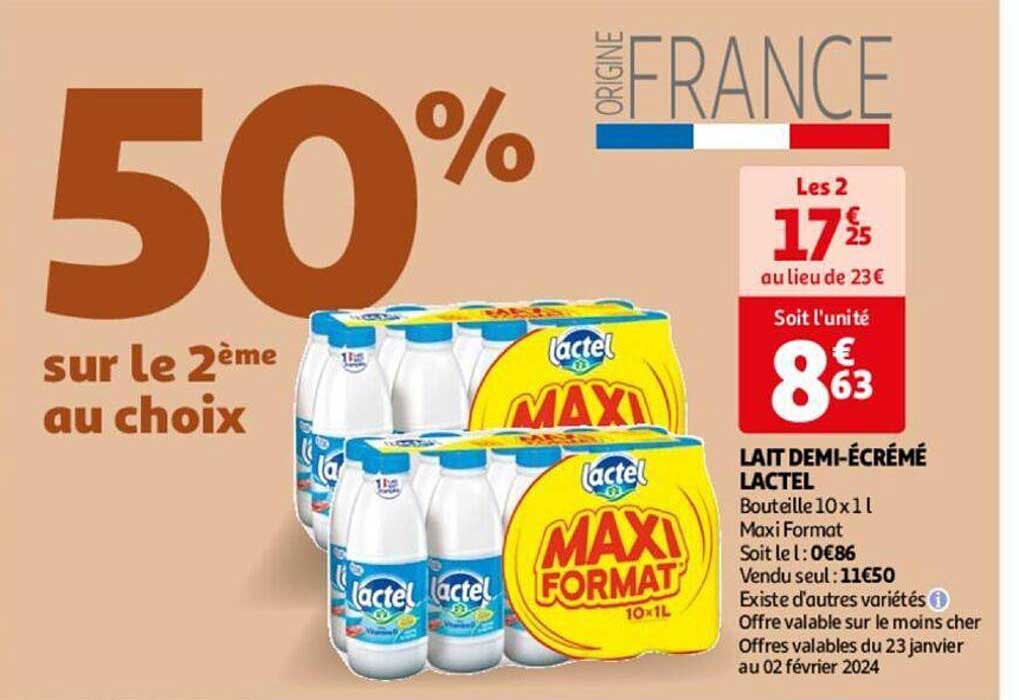 lait demi-écrémé lactel