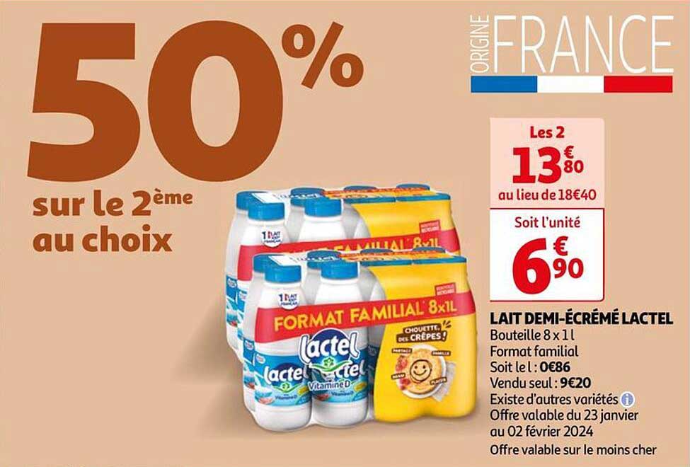 lait demi-écrémé lactel