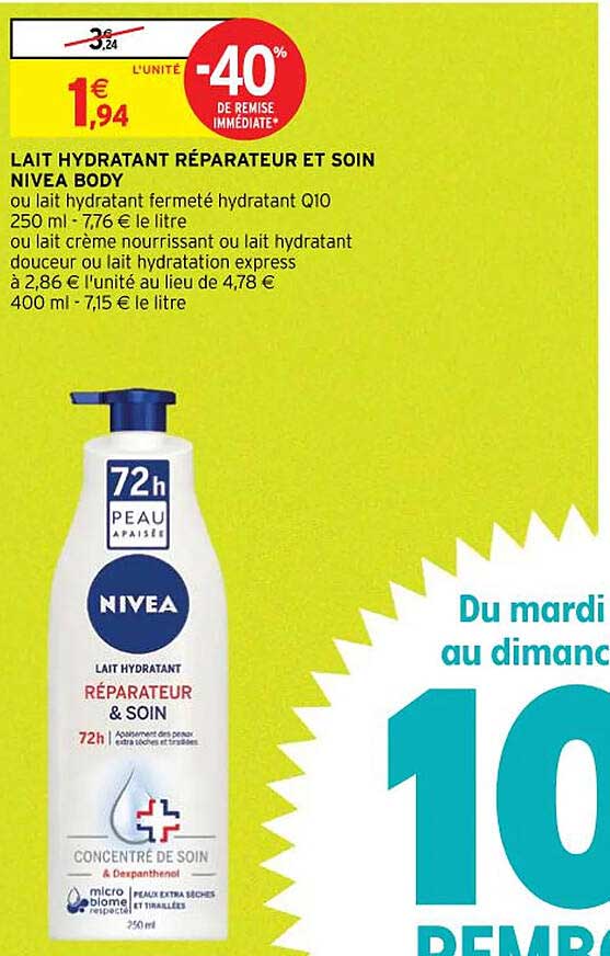 lait hydratant reparateur et soin nivea body