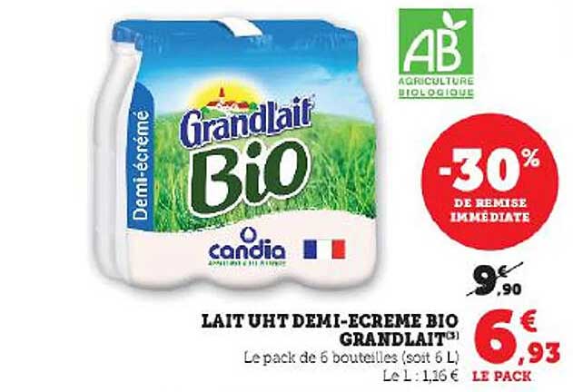 lait uht demi-écrémé bio grand lait