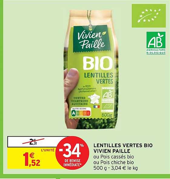 lentilles vertes bio vivien paille